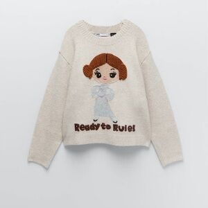 Zara Limited Edition Collectible Princess Leia StarWars Oversized Sweater M
